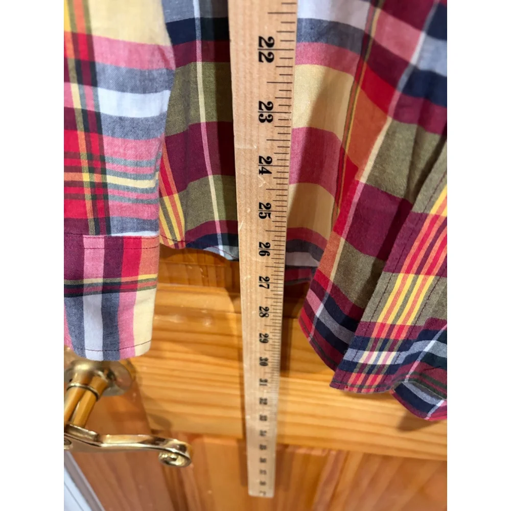 J.Crew Men’s Tailored Fit Plaid Button Down Shirt Red Green Yellow Cotton M Holi